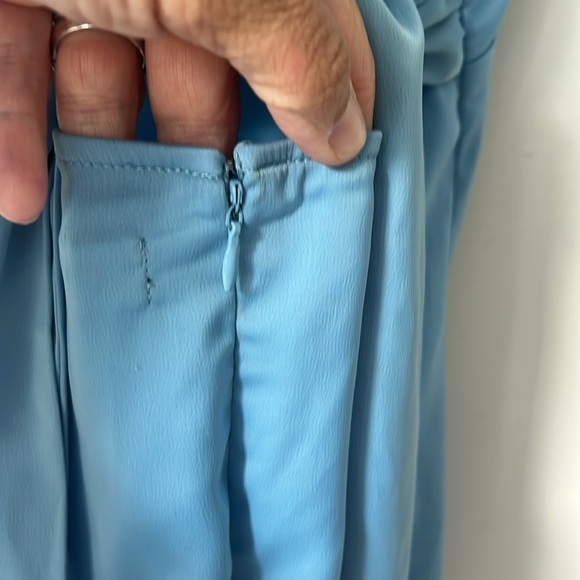 UO Bella Bow-Back Satin Mini Dress Baby Light Blue Size Small ♠️ - Picture 4 of 8